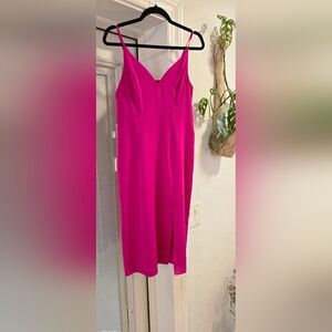 Express Fuchsia Midi Slip Lined Dress Size Medium